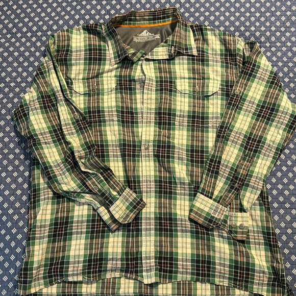 Croft & Barrow Shirt Men XXL Green Quick Dry Plaid Long Sleeve Button Up Adult - Picture 1 of 5
